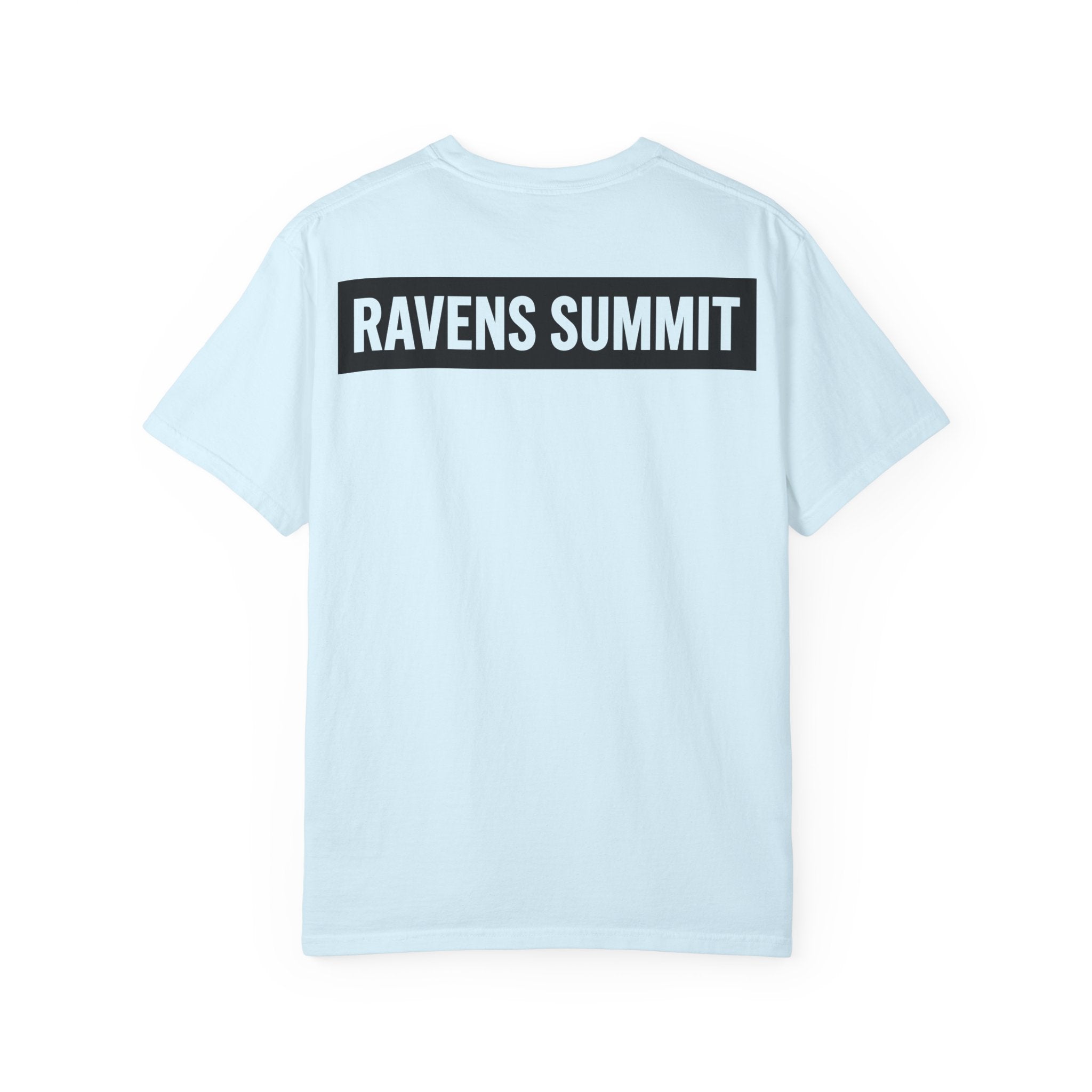 Ravens Summit Mountain T-Shirt — Eagle Over Peaks Graphic Tee Light