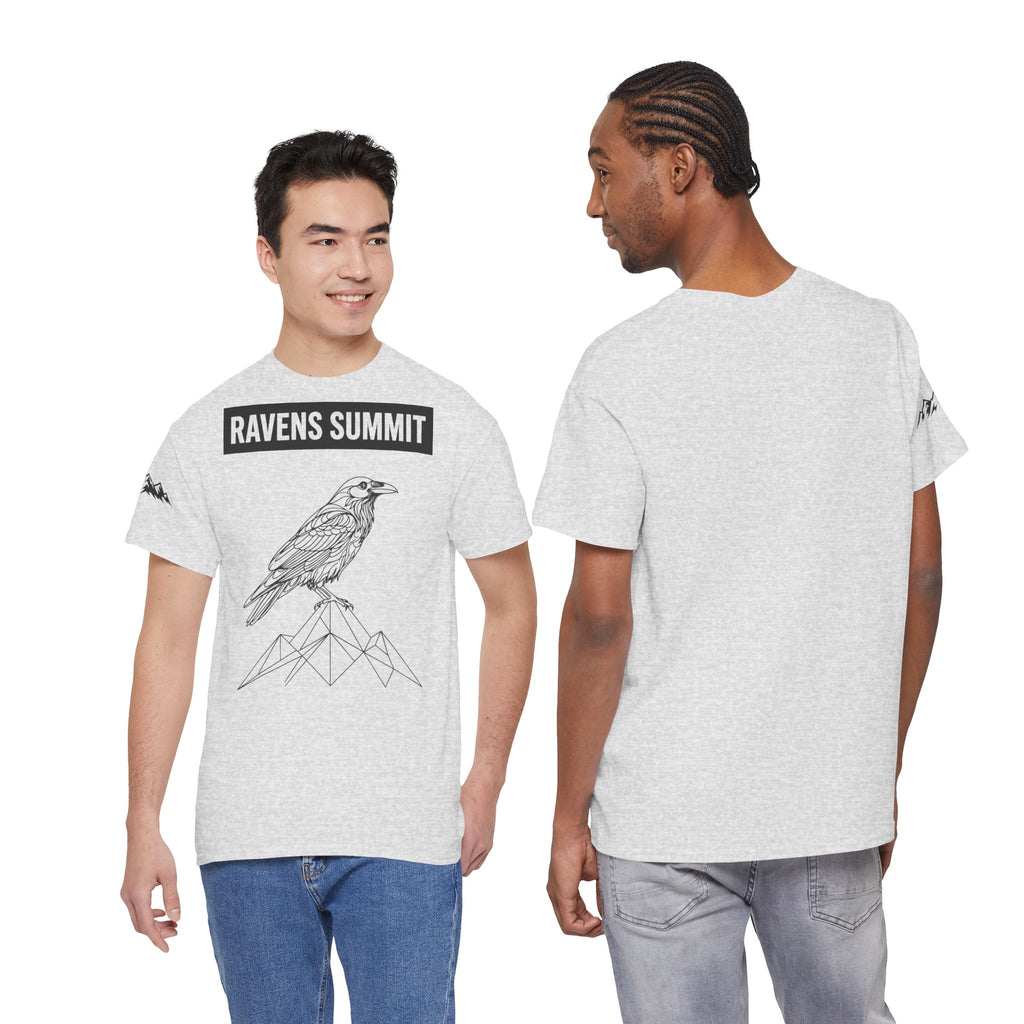 Raven Summit Tee — Minimal Mountain Raven Line Art Graphic T-Shirt