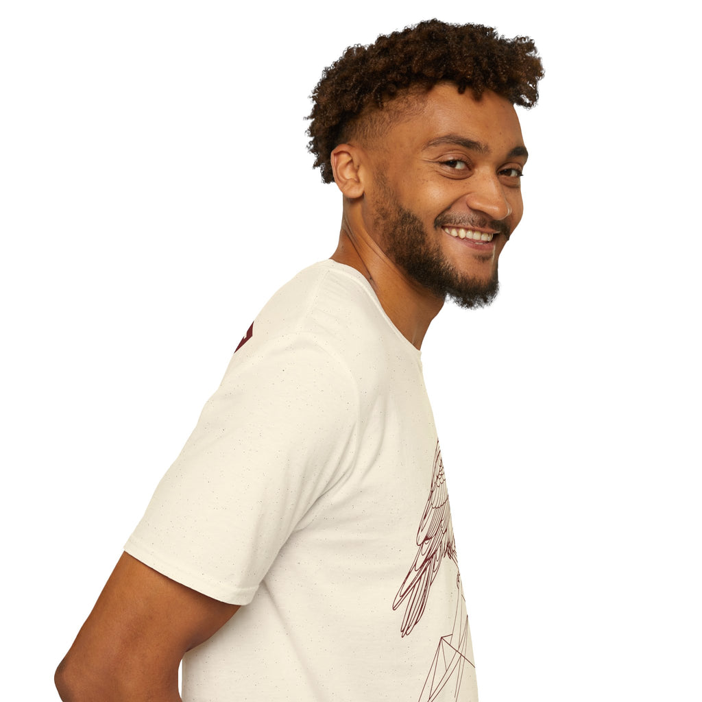 Raven Line Art T‑Shirt — Geometric Mountain Raven Sketch Tee