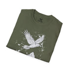 Mountain Raven Tee — Minimal Line Art Bird & Peaks Graphic T-Shirt