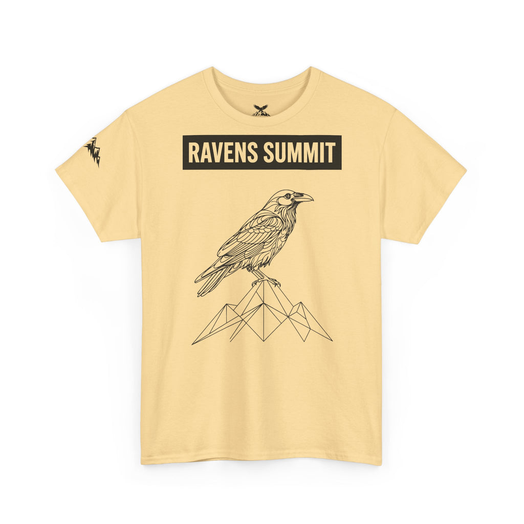 Raven Summit Tee — Minimal Mountain Raven Line Art Graphic T-Shirt