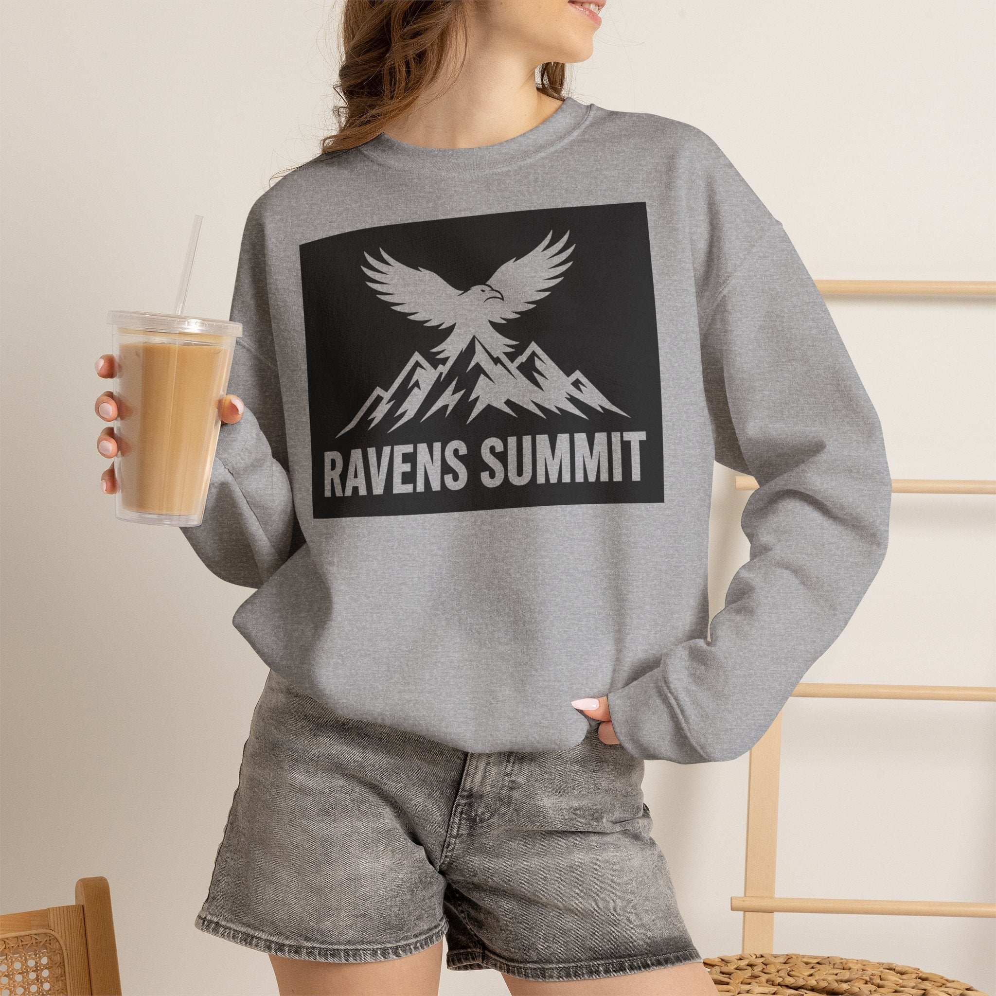 Ravens Summit Crewneck Sweatshirt — Mountain Raven Graphic Pullover