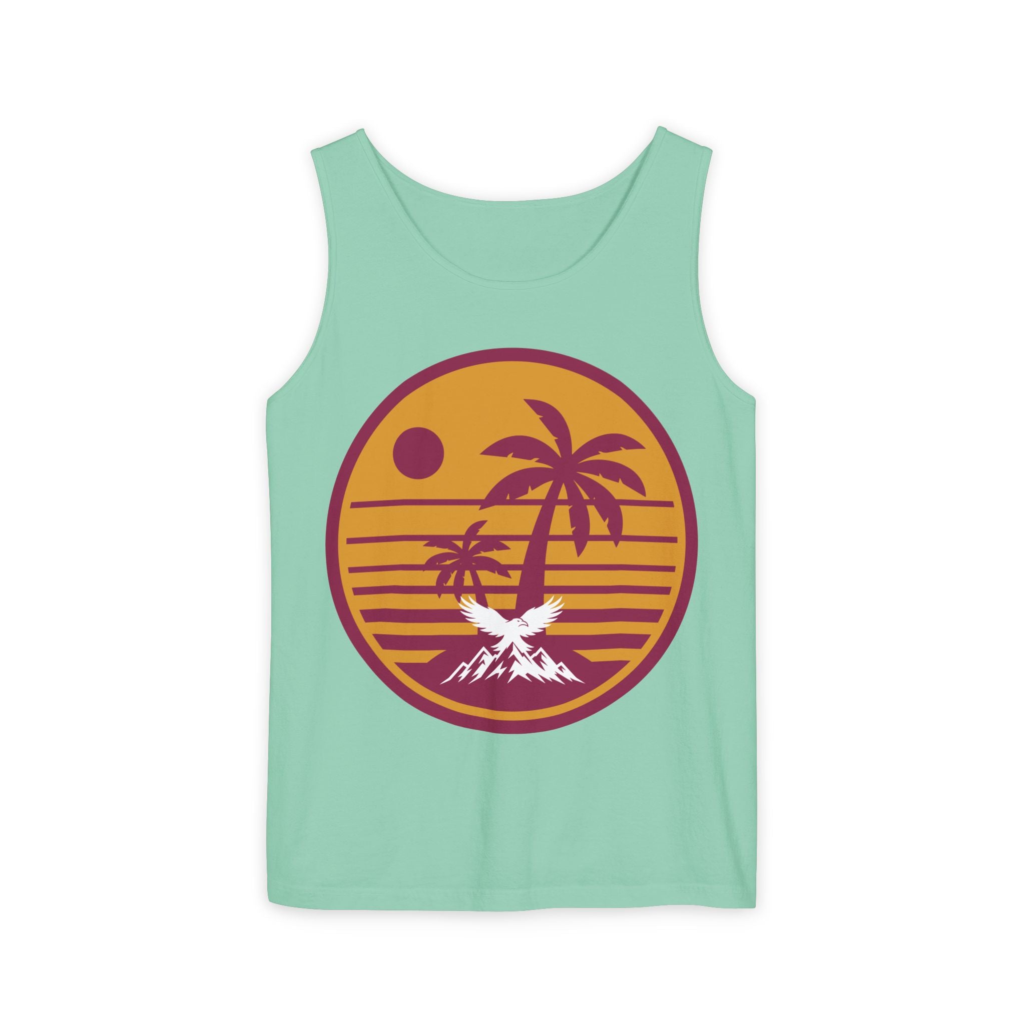 Ravens Summit Sunset Palm Tank Top  — Retro Beach Vibes Graphic Tank
