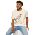 Raven Line Art T‑Shirt — Geometric Mountain Raven Sketch Tee