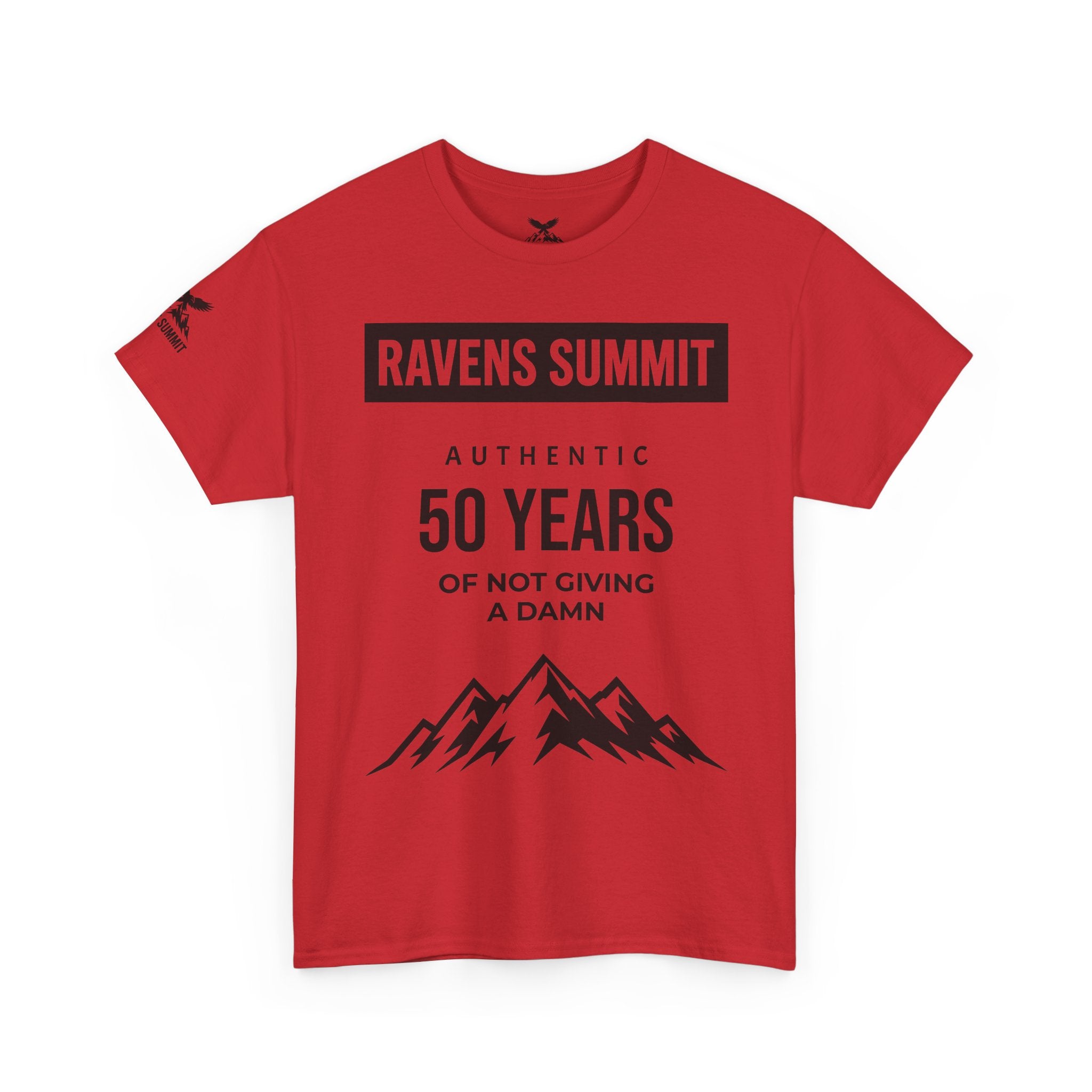 Customisable Ravens Summit 50 Years Tee — "Authentic 50 Years of Not Giving a Damn" Mountain Graphic T‑Shirt