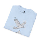 Mountain Raven Tee — Minimal Line Art Bird & Peaks Graphic T-Shirt