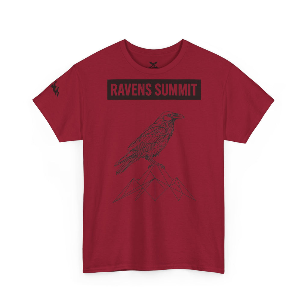 Raven Summit Tee — Minimal Mountain Raven Line Art Graphic T-Shirt