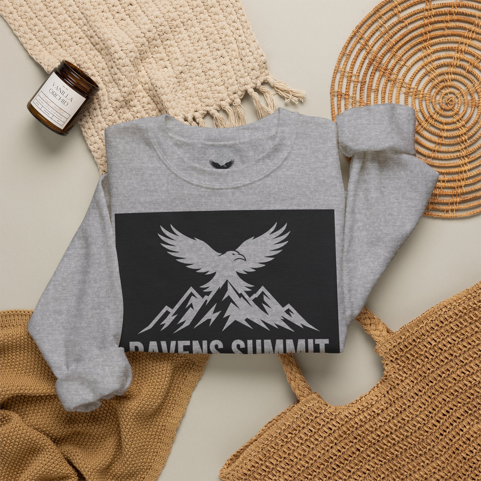 Ravens Summit Crewneck Sweatshirt — Mountain Raven Graphic Pullover