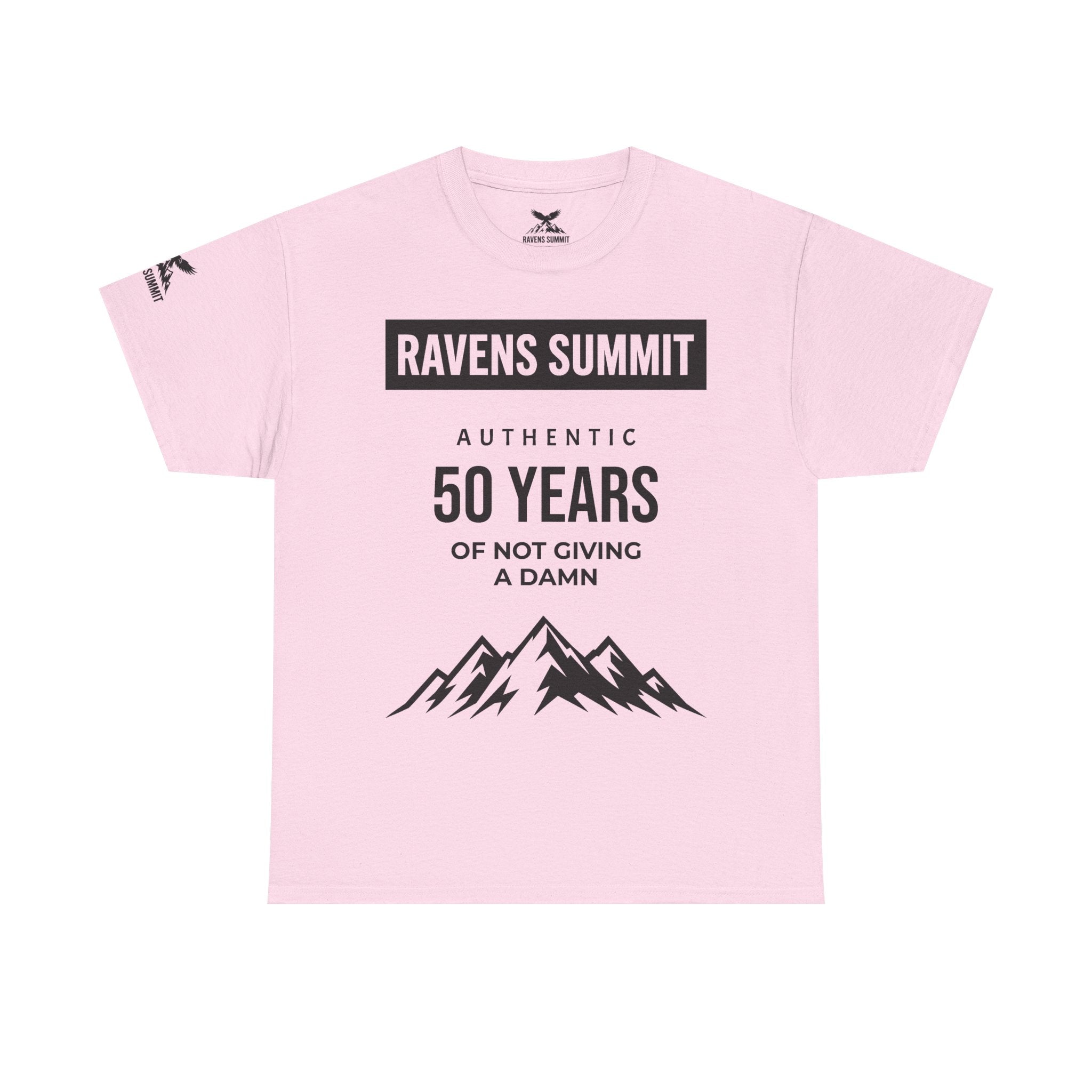 Customisable Ravens Summit 50 Years Tee — "Authentic 50 Years of Not Giving a Damn" Mountain Graphic T‑Shirt