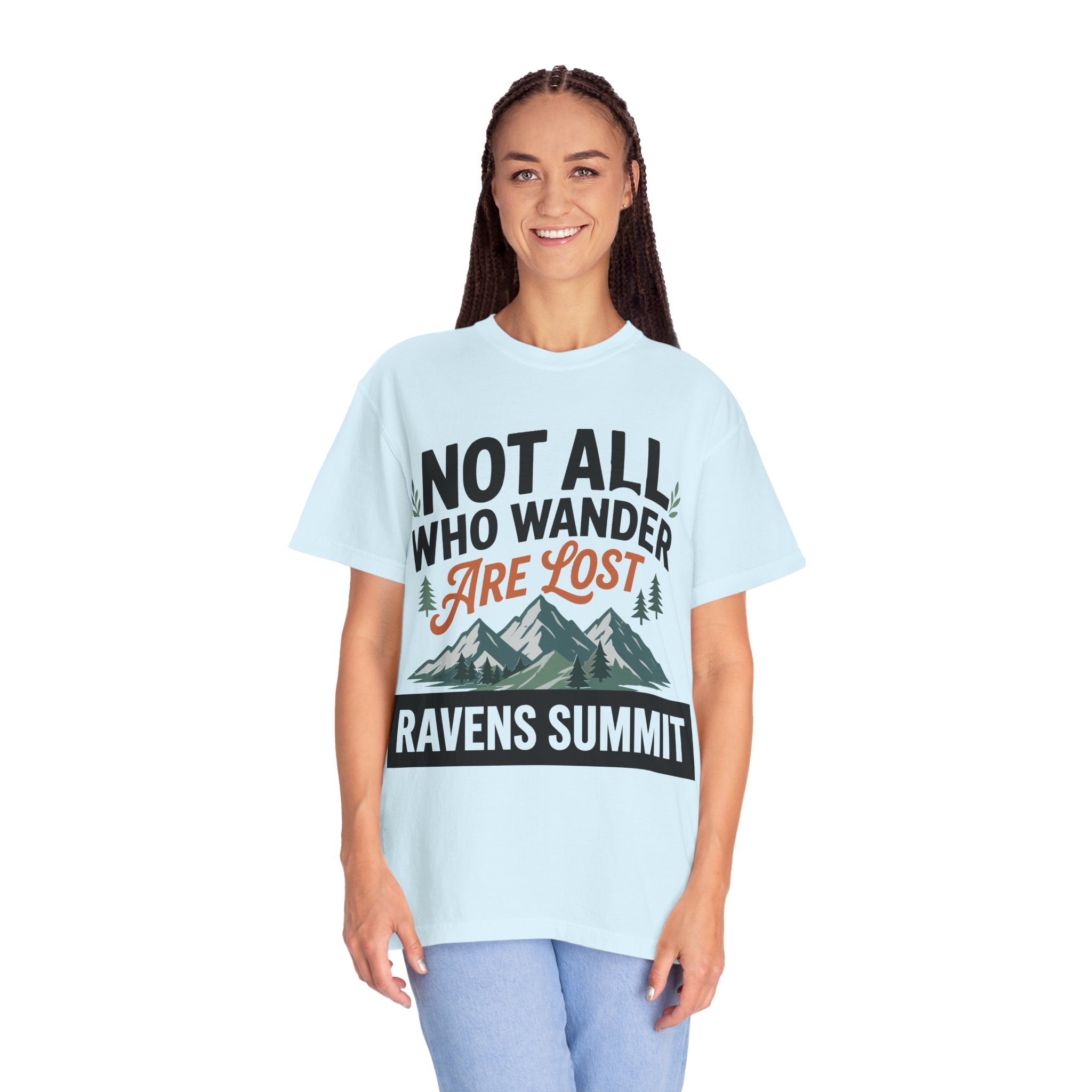 Not All Who Wander Are Lost Mountain T-Shirt — Ravens Summit Adventure Tee