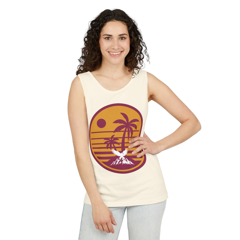 Ravens Summit Sunset Palm Tank Top  — Retro Beach Vibes Graphic Tank