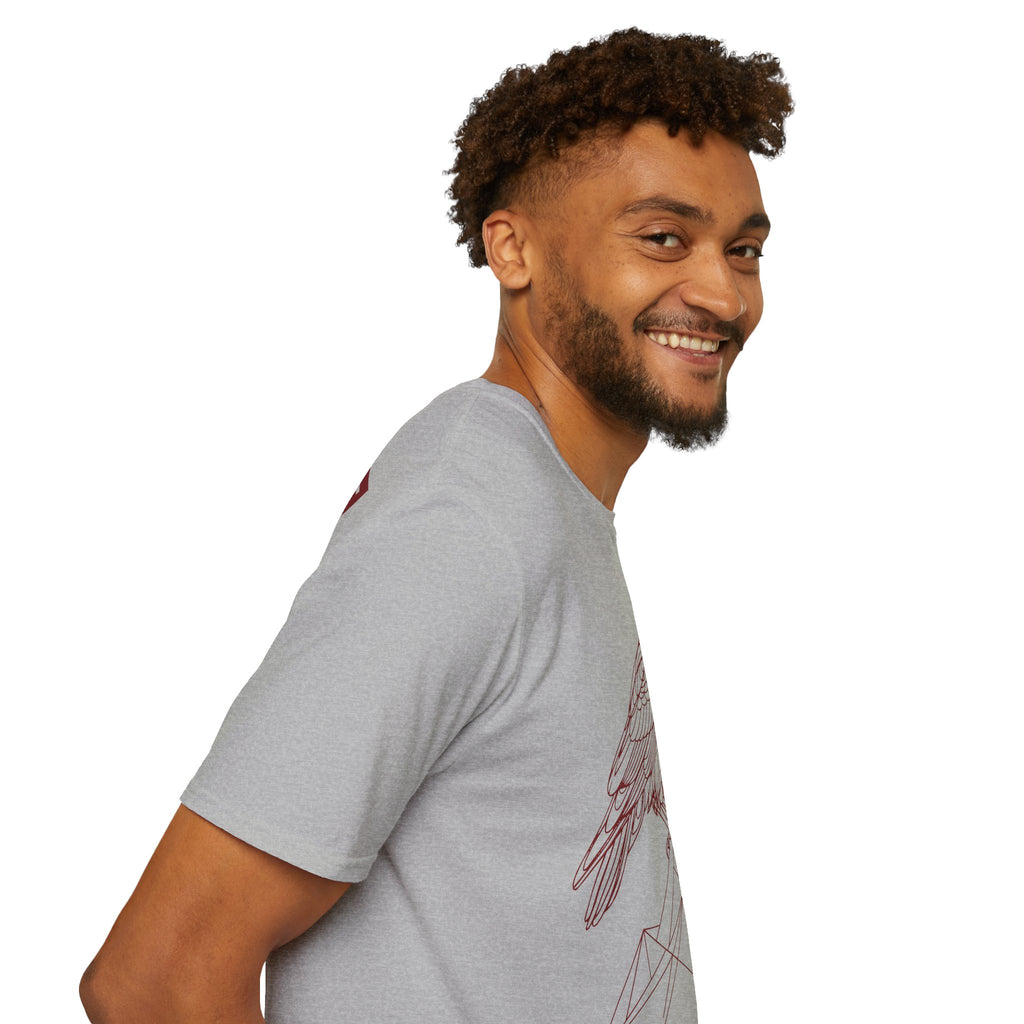 Raven Line Art T‑Shirt — Geometric Mountain Raven Sketch Tee