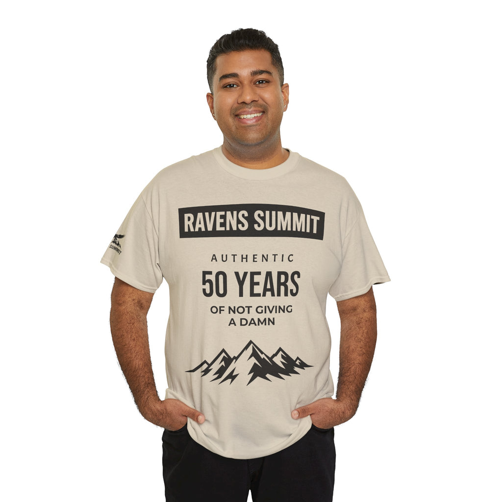 Customisable Ravens Summit 50 Years Tee — "Authentic 50 Years of Not Giving a Damn" Mountain Graphic T‑Shirt