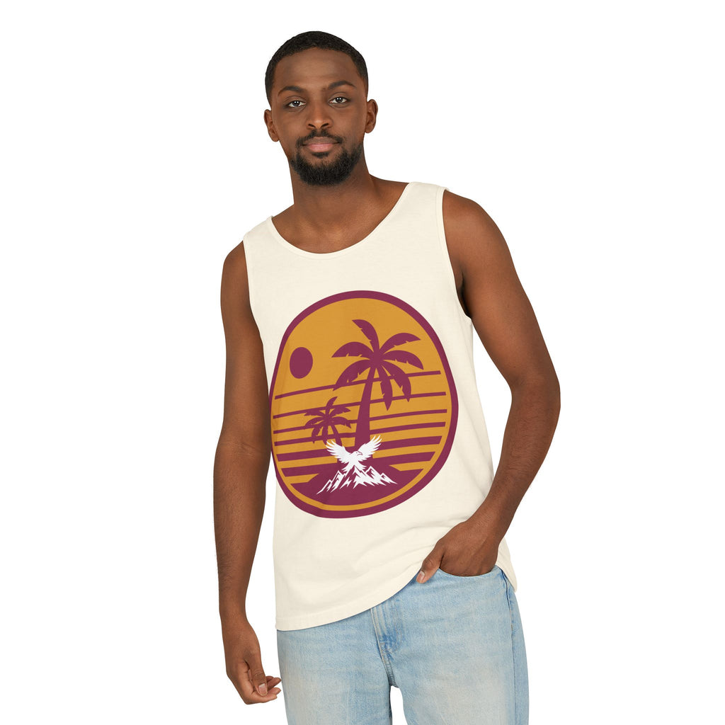 Ravens Summit Sunset Palm Tank Top  — Retro Beach Vibes Graphic Tank