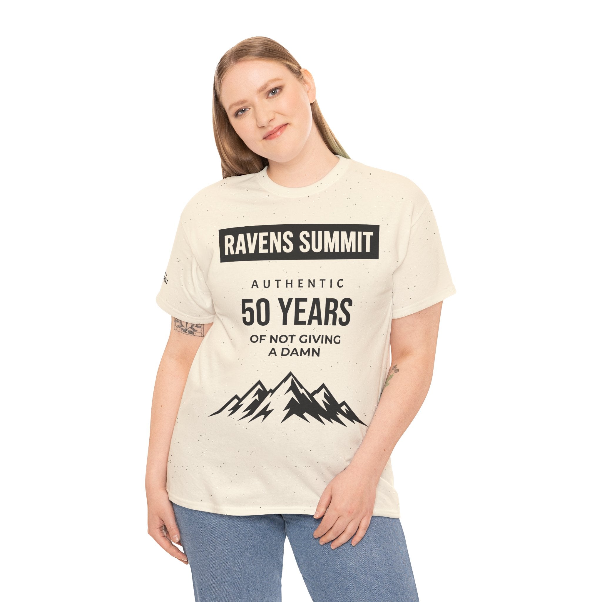 Customisable Ravens Summit 50 Years Tee — "Authentic 50 Years of Not Giving a Damn" Mountain Graphic T‑Shirt