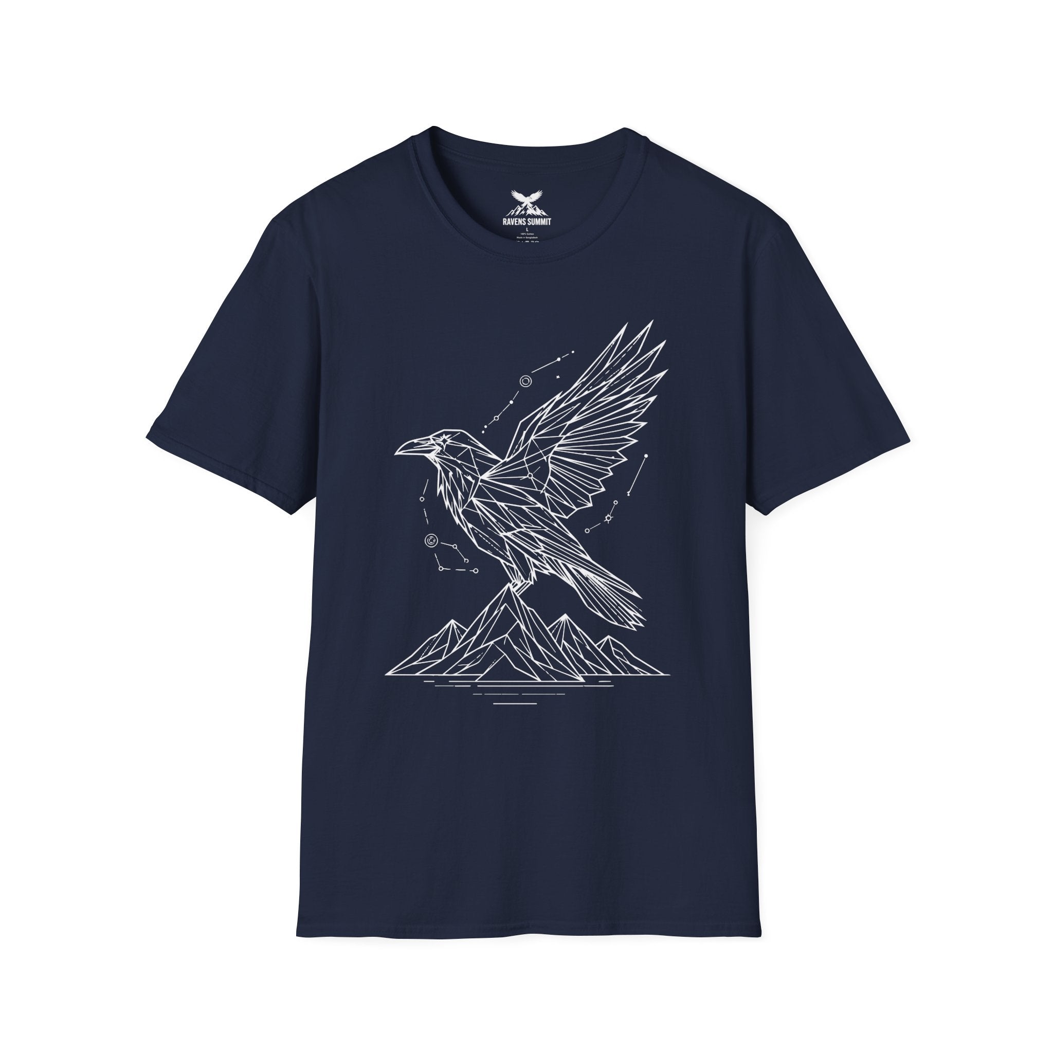 Geometric Raven Tee — Minimal Line Art Constellation T Shirt