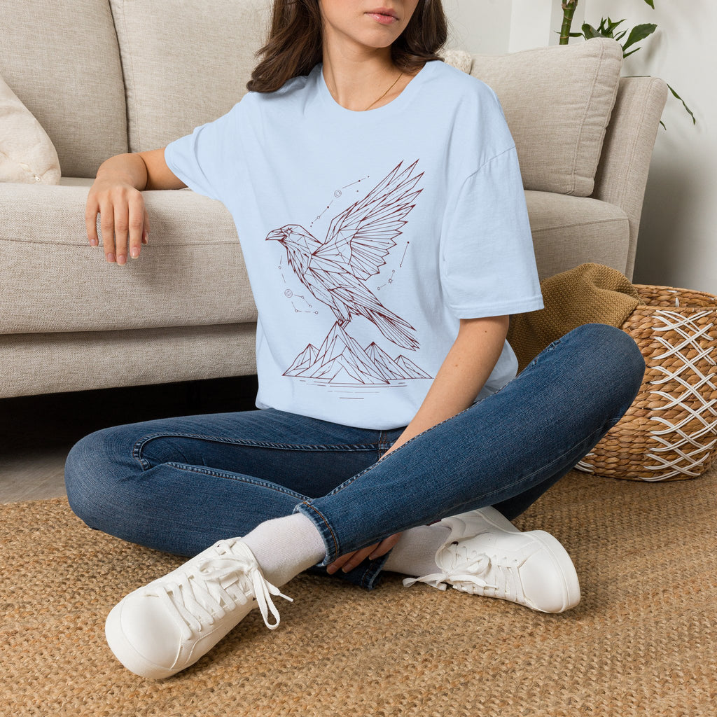 Geometric Raven Tee — Minimal Line Art Constellation T Shirt