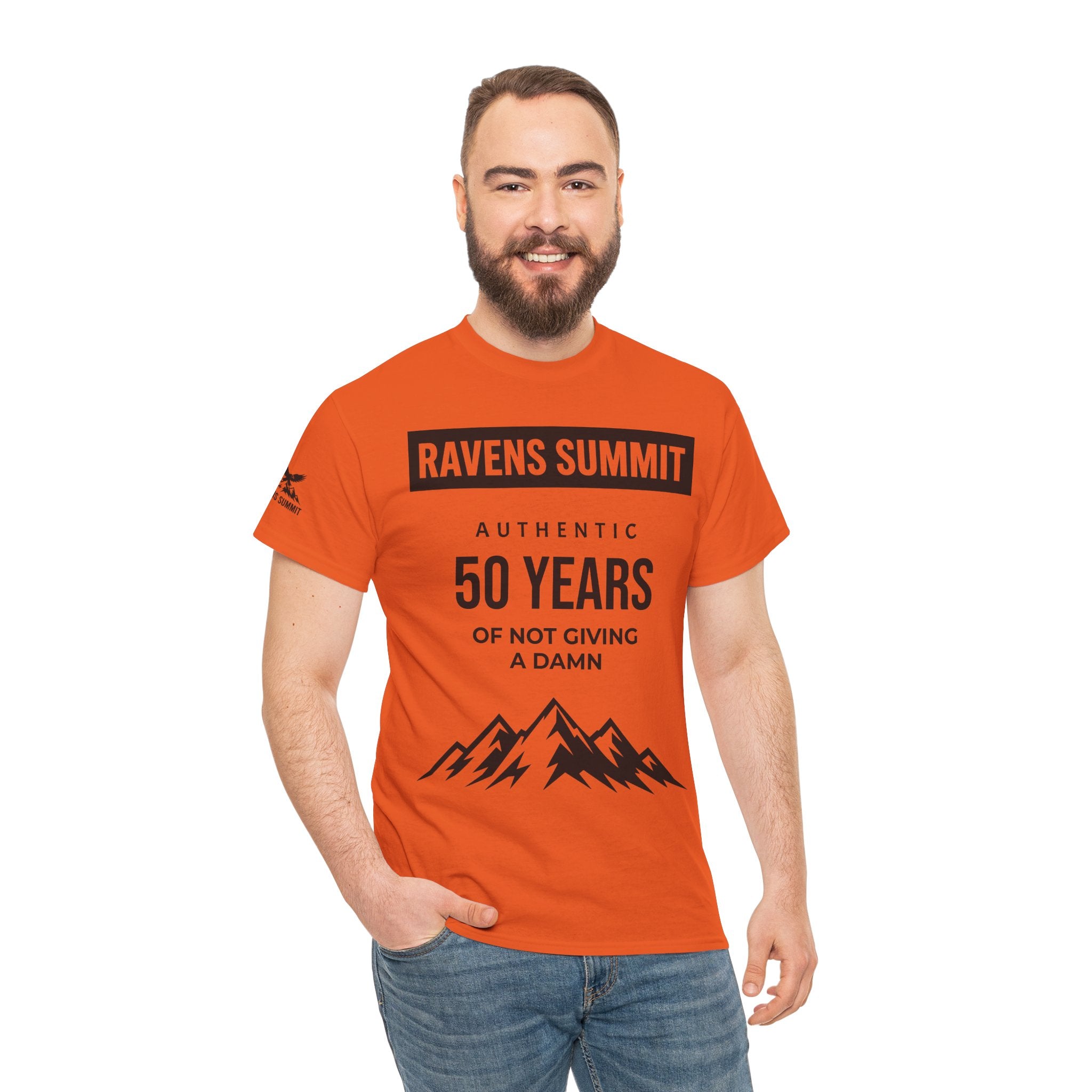 Customisable Ravens Summit 50 Years Tee — "Authentic 50 Years of Not Giving a Damn" Mountain Graphic T‑Shirt