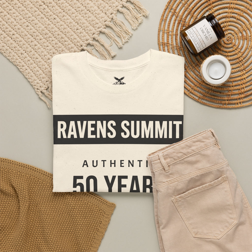Customisable Ravens Summit 50 Years Tee — "Authentic 50 Years of Not Giving a Damn" Mountain Graphic T‑Shirt