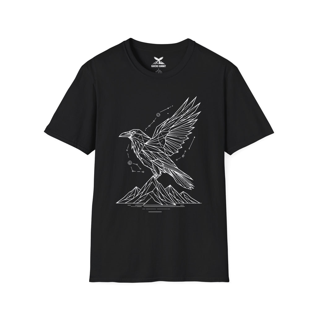 Geometric Raven Tee — Minimal Line Art Constellation T Shirt