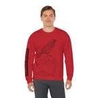 Crewneck Sweatshirt — Geometric Mountain Raven Illustration with 'Ravens Summit' Sleeve