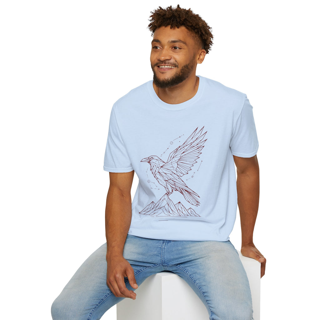 Geometric Raven Tee — Minimal Line Art Constellation T Shirt
