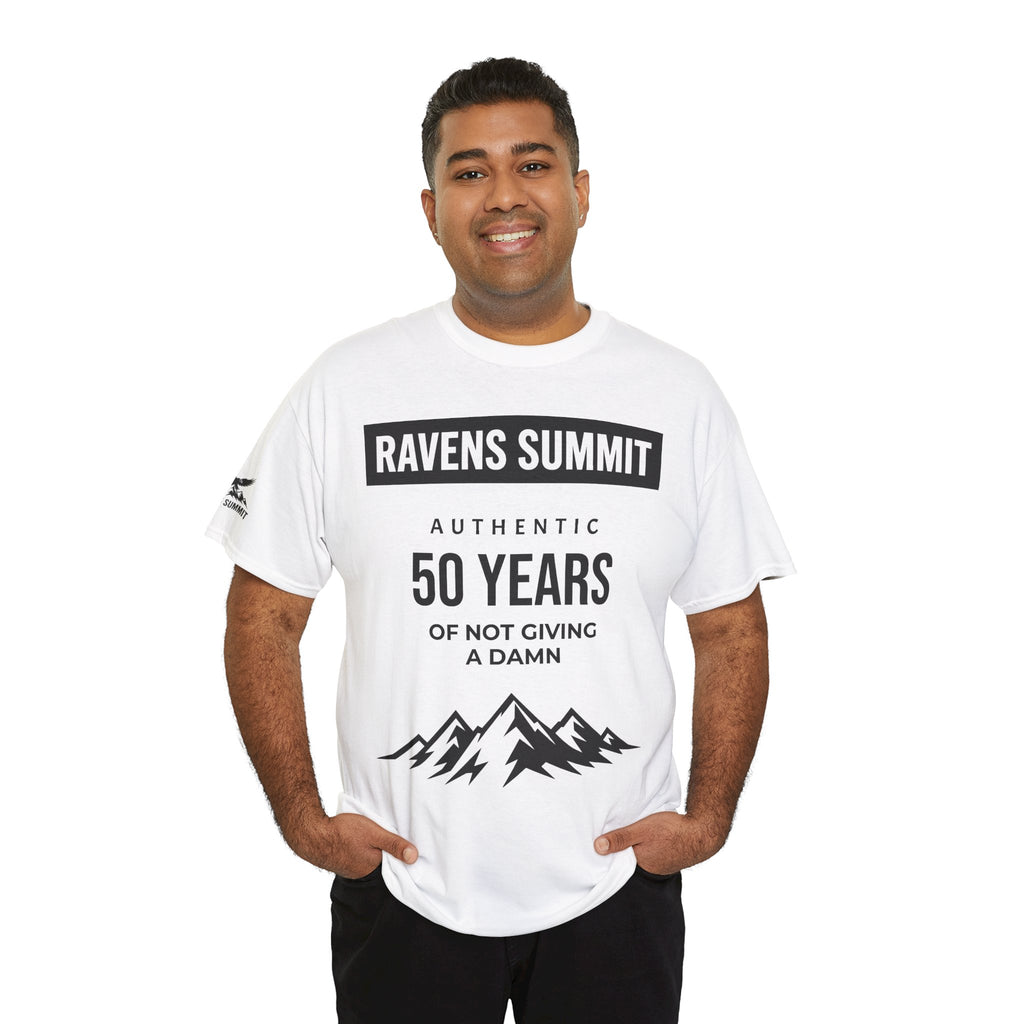 Customisable Ravens Summit 50 Years Tee — "Authentic 50 Years of Not Giving a Damn" Mountain Graphic T‑Shirt