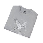 Mountain Raven Tee — Minimal Line Art Bird & Peaks Graphic T-Shirt