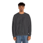 Crewneck Sweatshirt — Geometric Mountain Raven Illustration with 'Ravens Summit' Sleeve