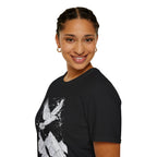 Mountain Raven Tee — Minimal Line Art Bird & Peaks Graphic T-Shirt