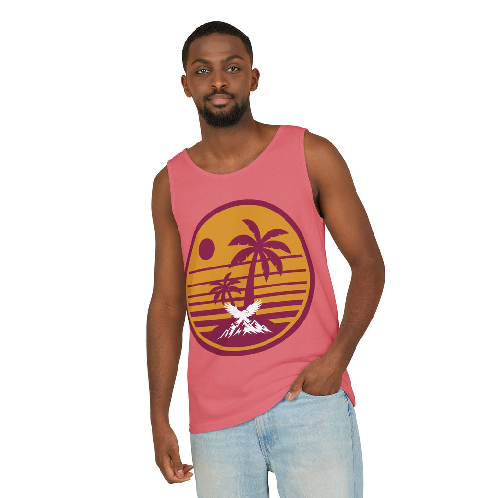 Ravens Summit Sunset Palm Tank Top  — Retro Beach Vibes Graphic Tank