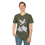 Mountain Raven Tee — Minimal Line Art Bird & Peaks Graphic T-Shirt