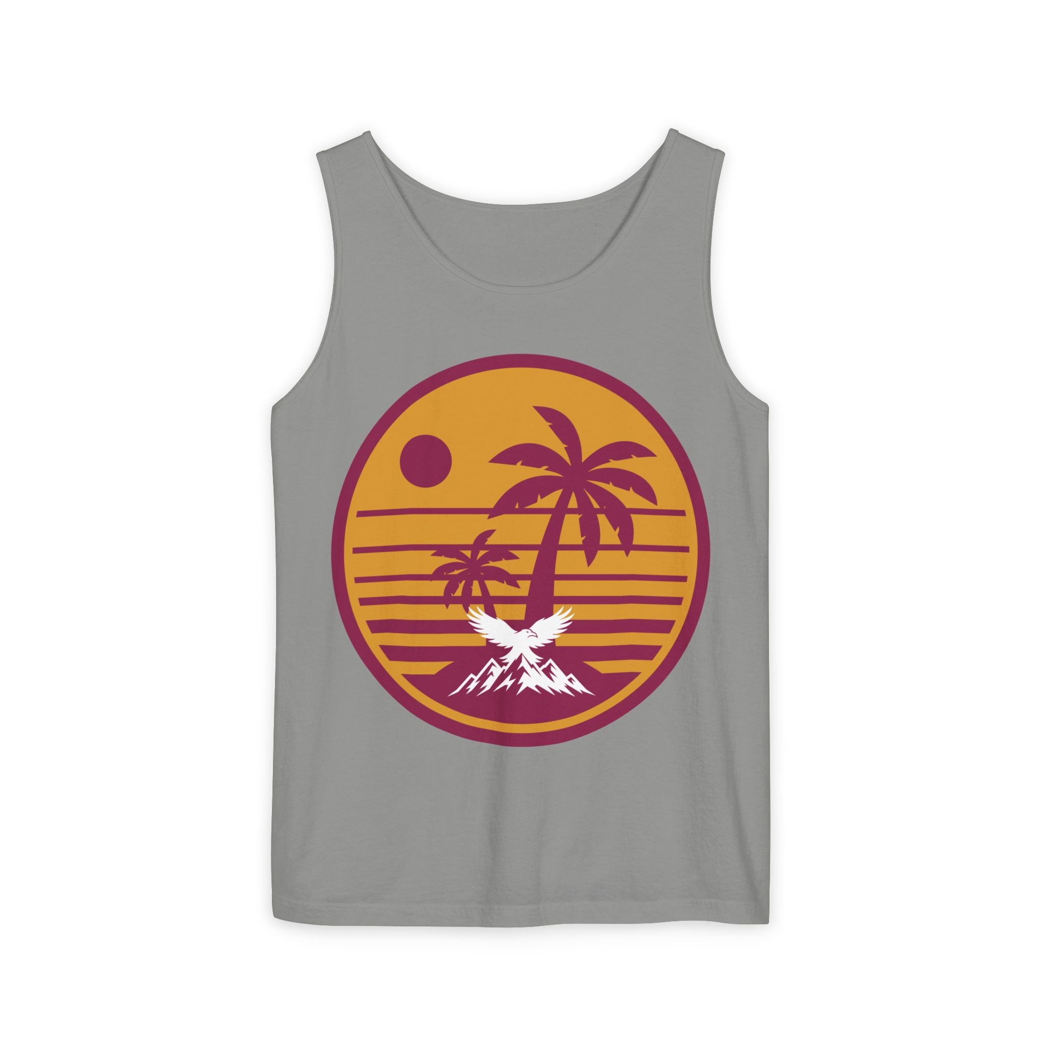 Ravens Summit Sunset Palm Tank Top  — Retro Beach Vibes Graphic Tank